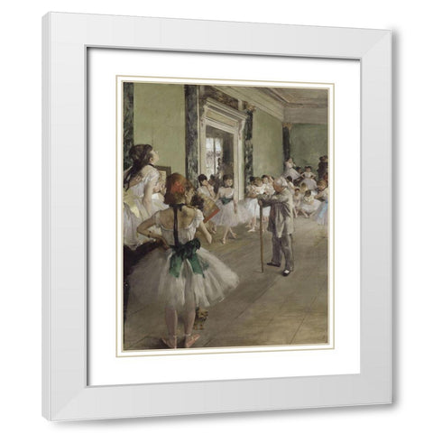 The Ballet Class White Modern Wood Framed Art Print with Double Matting by Degas, Edgar