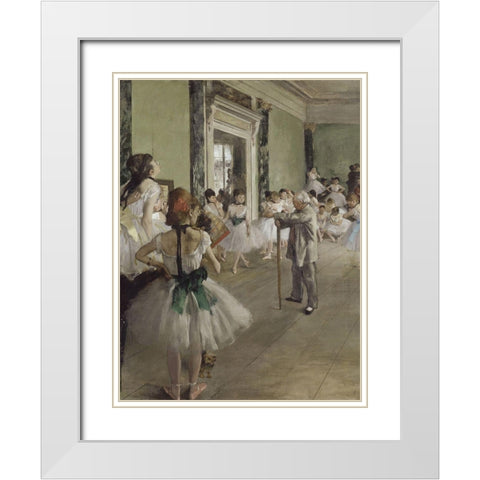 The Ballet Class White Modern Wood Framed Art Print with Double Matting by Degas, Edgar