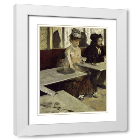 In a Cafe White Modern Wood Framed Art Print with Double Matting by Degas, Edgar