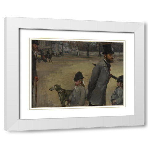 Place de la Concorde White Modern Wood Framed Art Print with Double Matting by Degas, Edgar