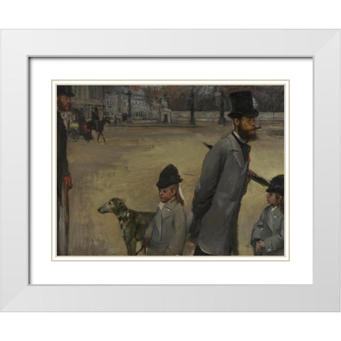 Place de la Concorde White Modern Wood Framed Art Print with Double Matting by Degas, Edgar