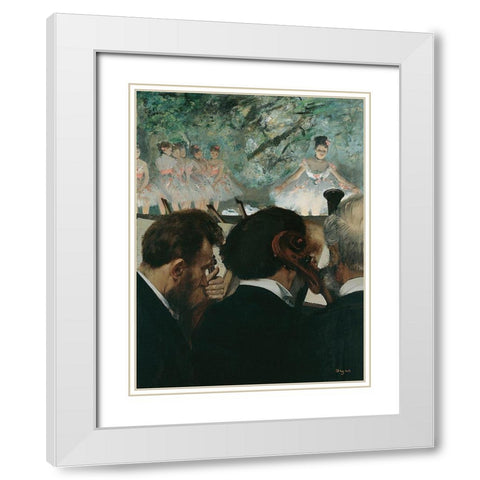 Orchestra Musicians White Modern Wood Framed Art Print with Double Matting by Degas, Edgar
