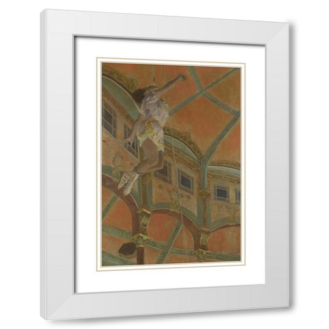 Miss La La at the Cirque Fernando White Modern Wood Framed Art Print with Double Matting by Degas, Edgar