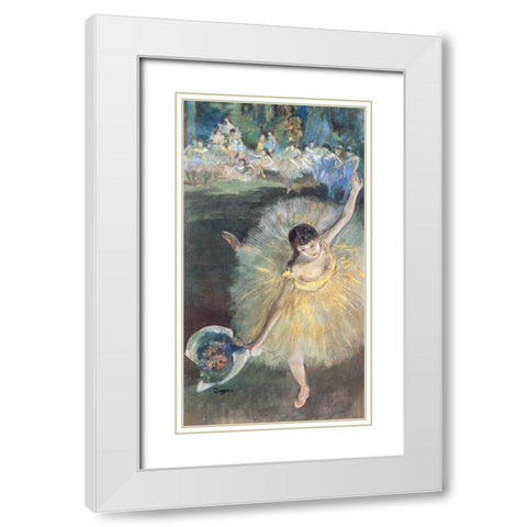 Fin dArabesque, with ballerina Rosita Mauri White Modern Wood Framed Art Print with Double Matting by Degas, Edgar
