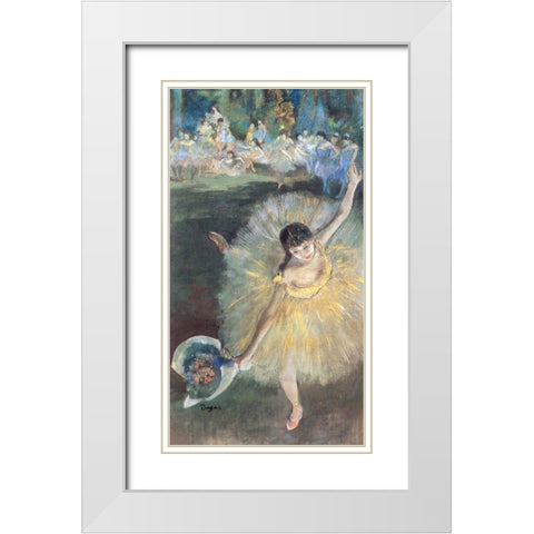 Fin dArabesque, with ballerina Rosita Mauri White Modern Wood Framed Art Print with Double Matting by Degas, Edgar
