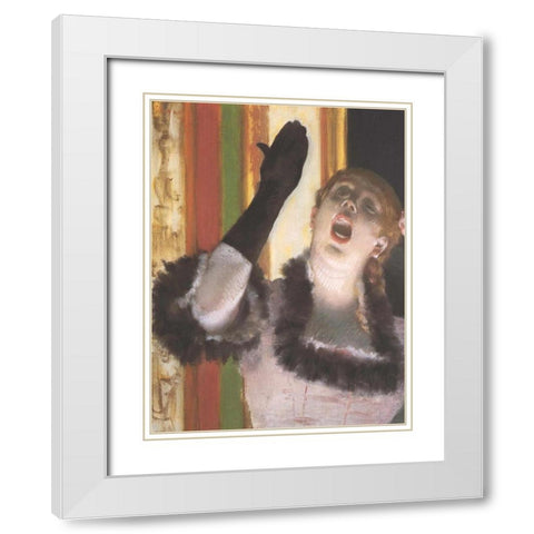 The Singer with the Glove White Modern Wood Framed Art Print with Double Matting by Degas, Edgar