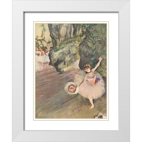 Dancer with a Bouquet of Flowers White Modern Wood Framed Art Print with Double Matting by Degas, Edgar