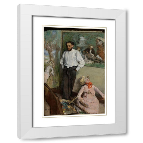 Portrait of Henri Michel-Lévy White Modern Wood Framed Art Print with Double Matting by Degas, Edgar