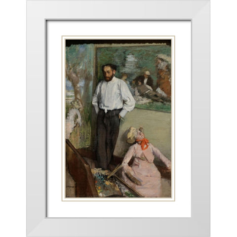 Portrait of Henri Michel-Lévy White Modern Wood Framed Art Print with Double Matting by Degas, Edgar