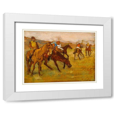 Before the Race White Modern Wood Framed Art Print with Double Matting by Degas, Edgar