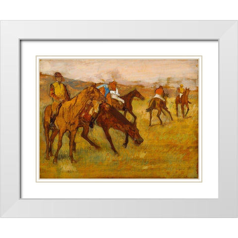 Before the Race White Modern Wood Framed Art Print with Double Matting by Degas, Edgar