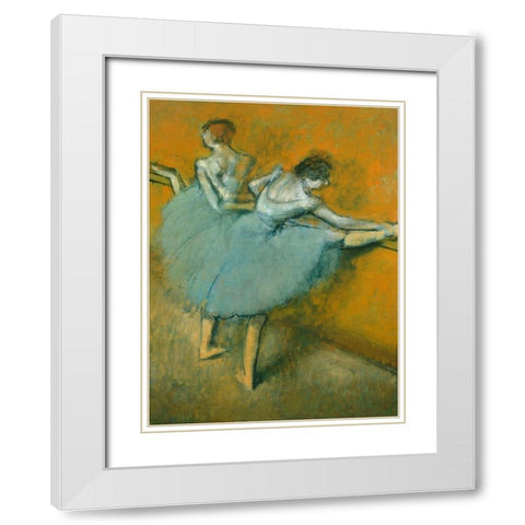 Dancers at the Bar White Modern Wood Framed Art Print with Double Matting by Degas, Edgar