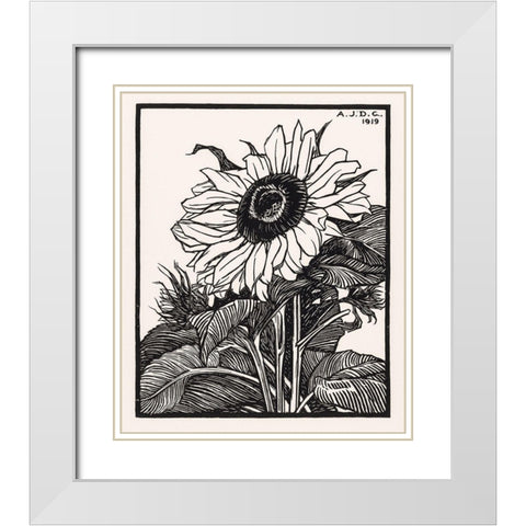 Sunflower White Modern Wood Framed Art Print with Double Matting by De Graag, Julie