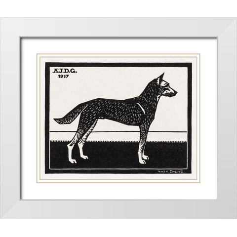 Dog White Modern Wood Framed Art Print with Double Matting by De Graag, Julie