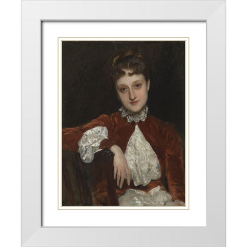 Mrs. Charles Deering (Marion Denison Whipple) White Modern Wood Framed Art Print with Double Matting by Sargent, John Singer
