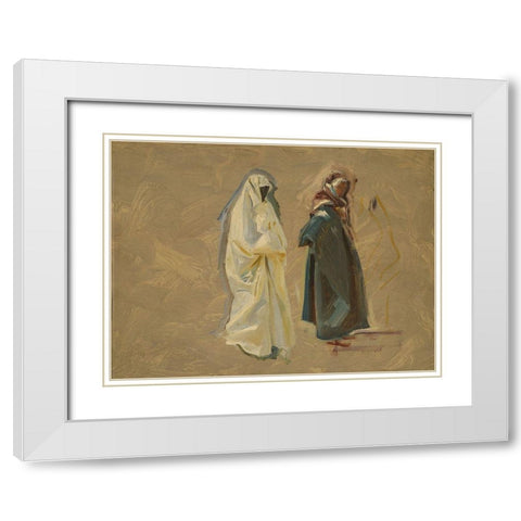 Study of Two Bedouins White Modern Wood Framed Art Print with Double Matting by Sargent, John Singer