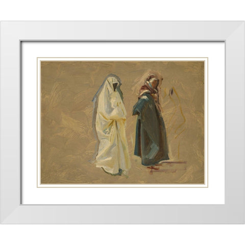 Study of Two Bedouins White Modern Wood Framed Art Print with Double Matting by Sargent, John Singer