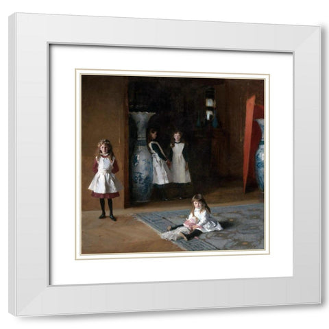 The Daughters of Edward Darley Boit White Modern Wood Framed Art Print with Double Matting by Sargent, John Singer