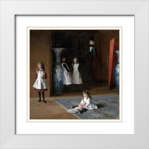 The Daughters of Edward Darley Boit White Modern Wood Framed Art Print with Double Matting by Sargent, John Singer