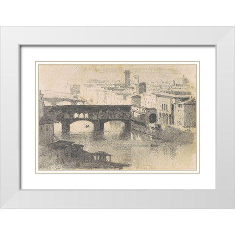 Ponte Vecchio, Florence White Modern Wood Framed Art Print with Double Matting by Sargent, John Singer