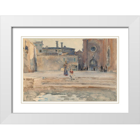 Campo dei Frari, Venice White Modern Wood Framed Art Print with Double Matting by Sargent, John Singer