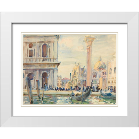 The Piazzetta White Modern Wood Framed Art Print with Double Matting by Sargent, John Singer