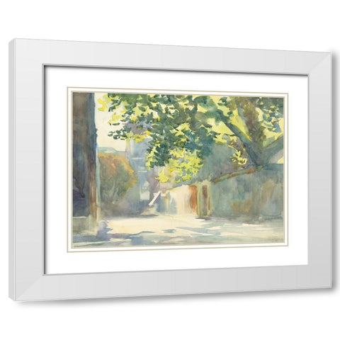 Sunlit Wall Under a Tree White Modern Wood Framed Art Print with Double Matting by Sargent, John Singer