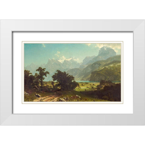 Lake Lucerne White Modern Wood Framed Art Print with Double Matting by Bierstadt, Albert
