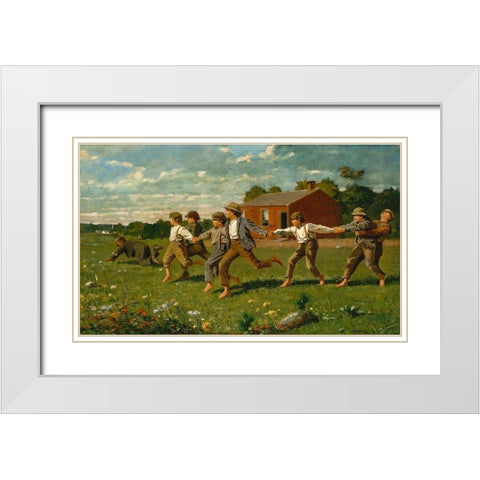 Snap the Whip White Modern Wood Framed Art Print with Double Matting by Homer, Winslow