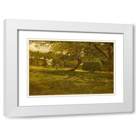 Harvest Scene White Modern Wood Framed Art Print with Double Matting by Homer, Winslow