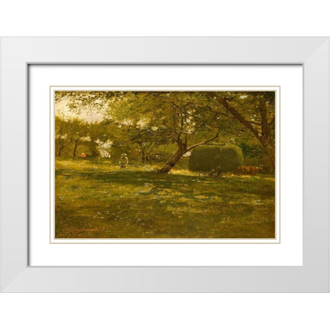 Harvest Scene White Modern Wood Framed Art Print with Double Matting by Homer, Winslow
