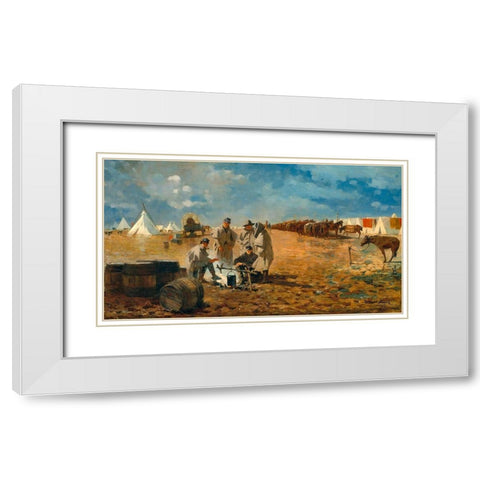 Rainy Day in Camp White Modern Wood Framed Art Print with Double Matting by Homer, Winslow