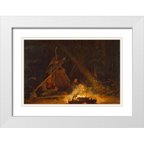 Camp Fire White Modern Wood Framed Art Print with Double Matting by Homer, Winslow