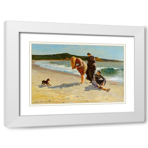 Eagle Head, Manchester, Massachusetts (High Tide) White Modern Wood Framed Art Print with Double Matting by Homer, Winslow