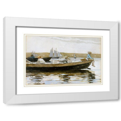 Boys in a Dory White Modern Wood Framed Art Print with Double Matting by Homer, Winslow