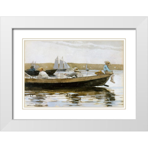 Boys in a Dory White Modern Wood Framed Art Print with Double Matting by Homer, Winslow