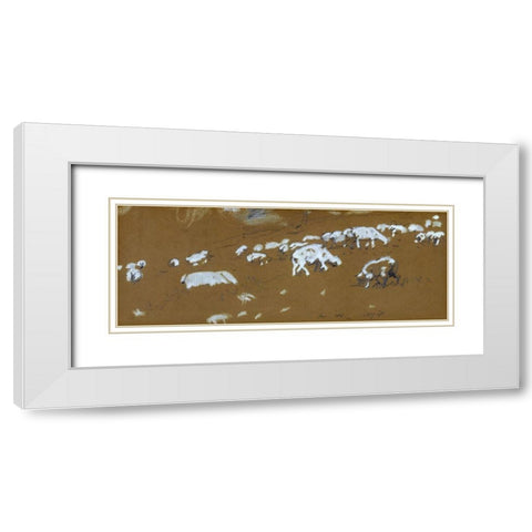 Sheep White Modern Wood Framed Art Print with Double Matting by Homer, Winslow