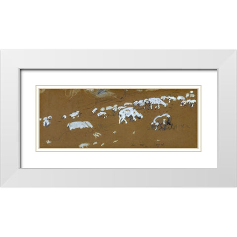 Sheep White Modern Wood Framed Art Print with Double Matting by Homer, Winslow
