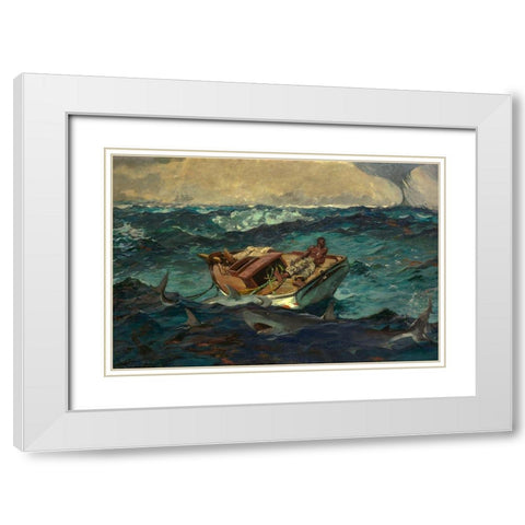 The Gulf Stream White Modern Wood Framed Art Print with Double Matting by Homer, Winslow