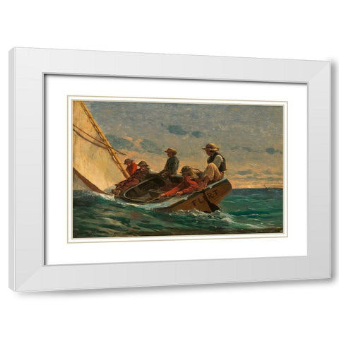 The Flirt White Modern Wood Framed Art Print with Double Matting by Homer, Winslow