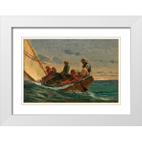 The Flirt White Modern Wood Framed Art Print with Double Matting by Homer, Winslow