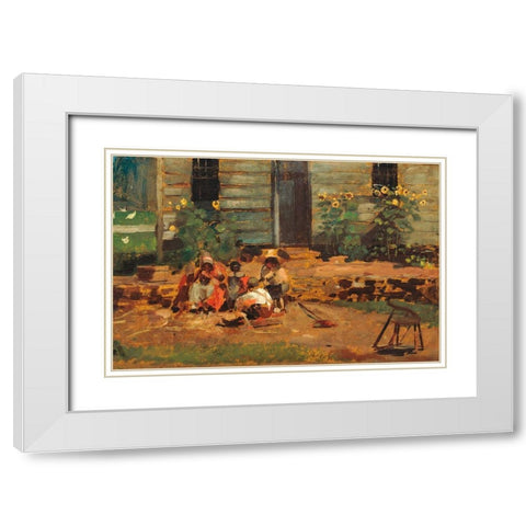 Sketch of a Cottage Yard White Modern Wood Framed Art Print with Double Matting by Homer, Winslow
