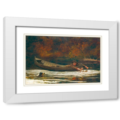 Hound and Hunter White Modern Wood Framed Art Print with Double Matting by Homer, Winslow