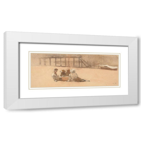 Four Boys on a Beach White Modern Wood Framed Art Print with Double Matting by Homer, Winslow