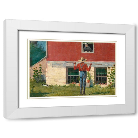 In the Garden (Rustic Courtship) White Modern Wood Framed Art Print with Double Matting by Homer, Winslow