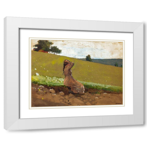 The Green Hill White Modern Wood Framed Art Print with Double Matting by Homer, Winslow