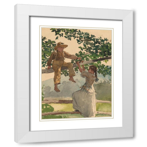 On the Fence White Modern Wood Framed Art Print with Double Matting by Homer, Winslow
