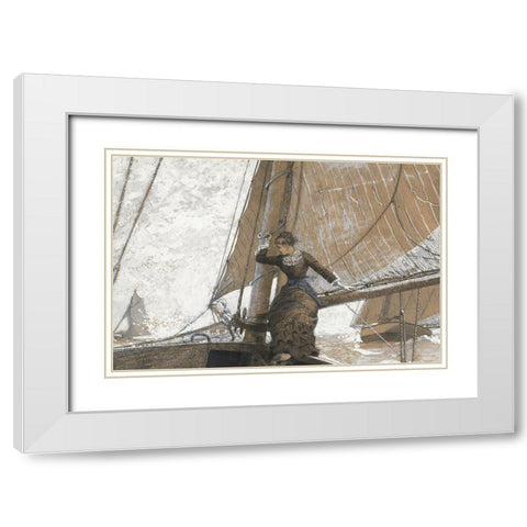 Yachting Girl White Modern Wood Framed Art Print with Double Matting by Homer, Winslow