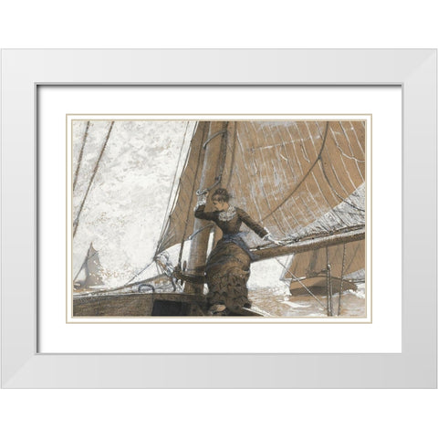 Yachting Girl White Modern Wood Framed Art Print with Double Matting by Homer, Winslow