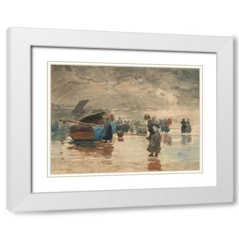 On the Sands White Modern Wood Framed Art Print with Double Matting by Homer, Winslow